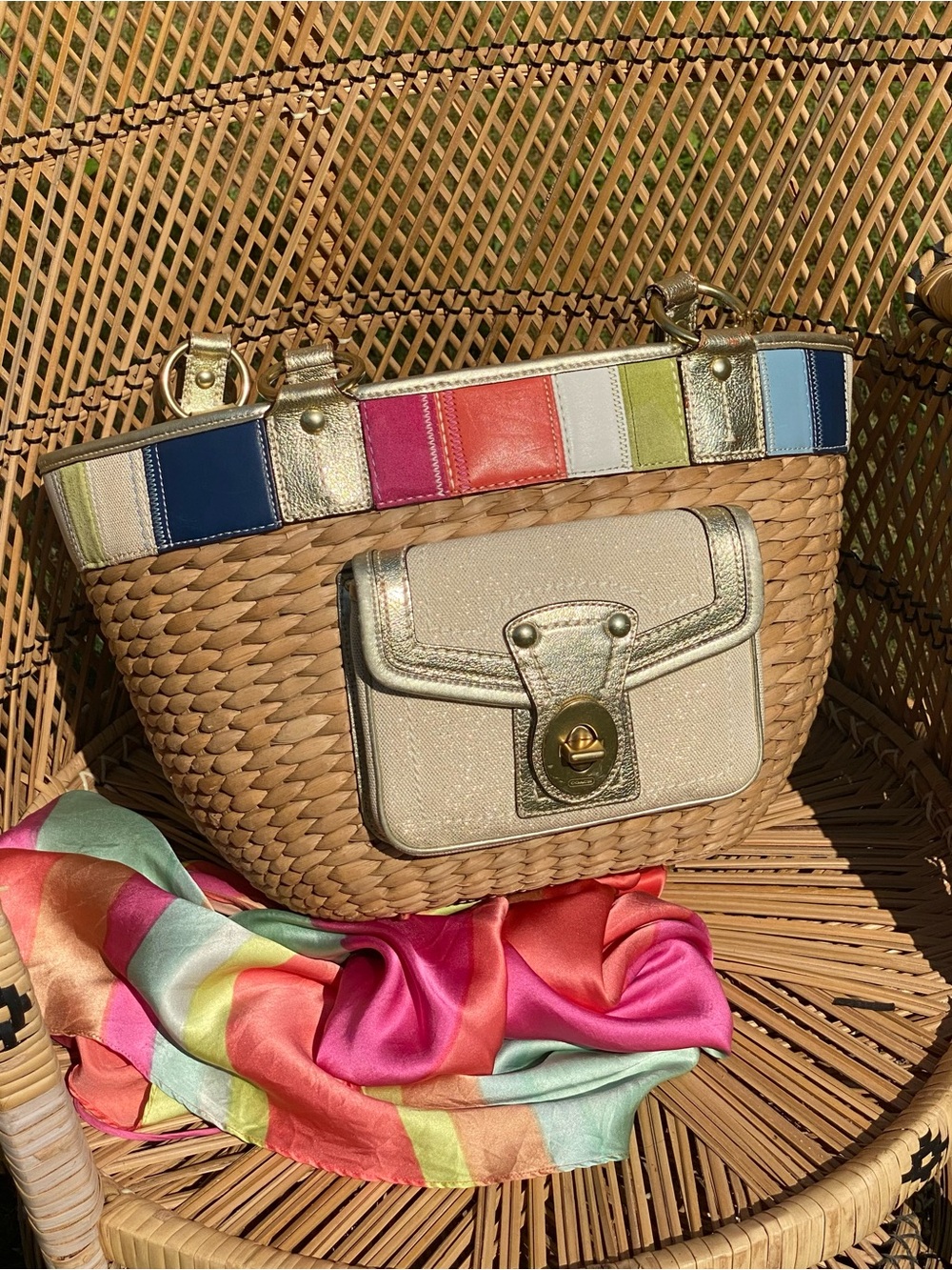 Coach Y2K 2006 legacy straw basket bag